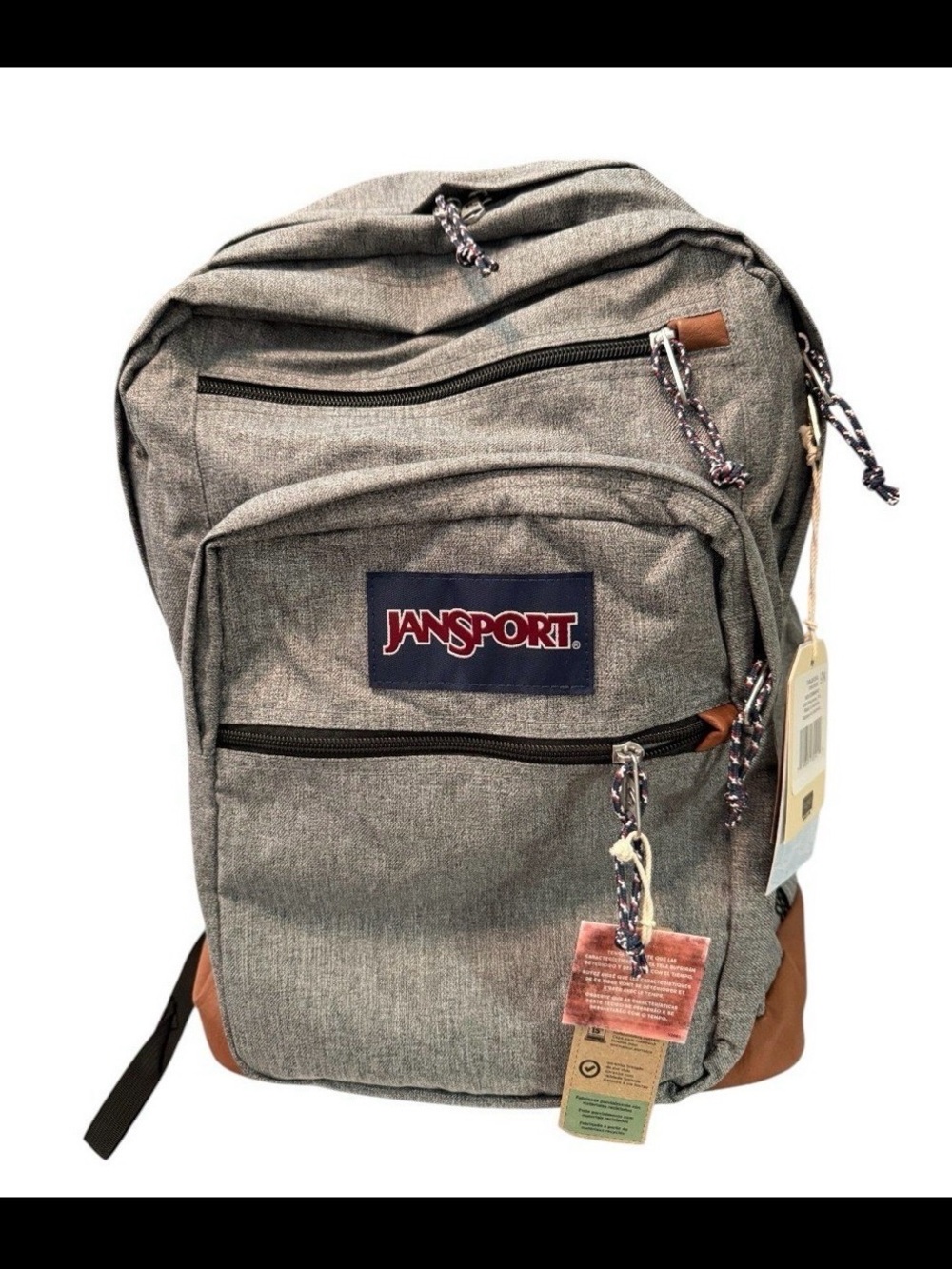 NWT JanSport Cool Student Backpack Grey Letterman Poly